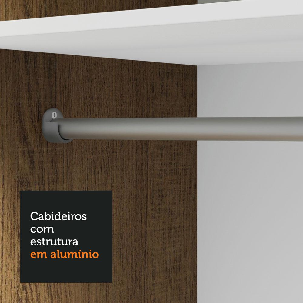 Guarda-Roupa Solteiro 2 Portas de Correr com Espelhos 4 Gavetas Rustic Vivare Plus Madesa