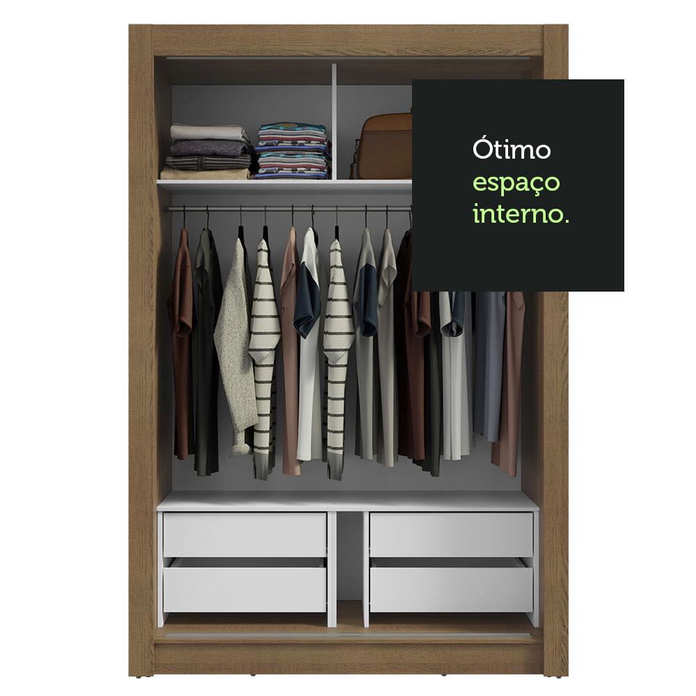 Guarda-Roupa Solteiro 2 Portas de Correr com Espelhos 4 Gavetas Rustic Vivare Plus Madesa