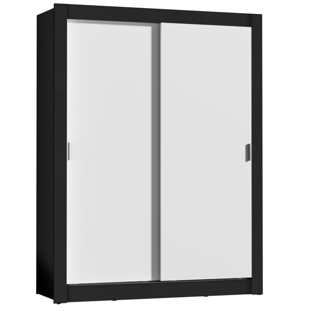 Guarda-Roupa Solteiro Madesa Dallas 2 Portas de Correr 2 Gavetas - Preto/Branco