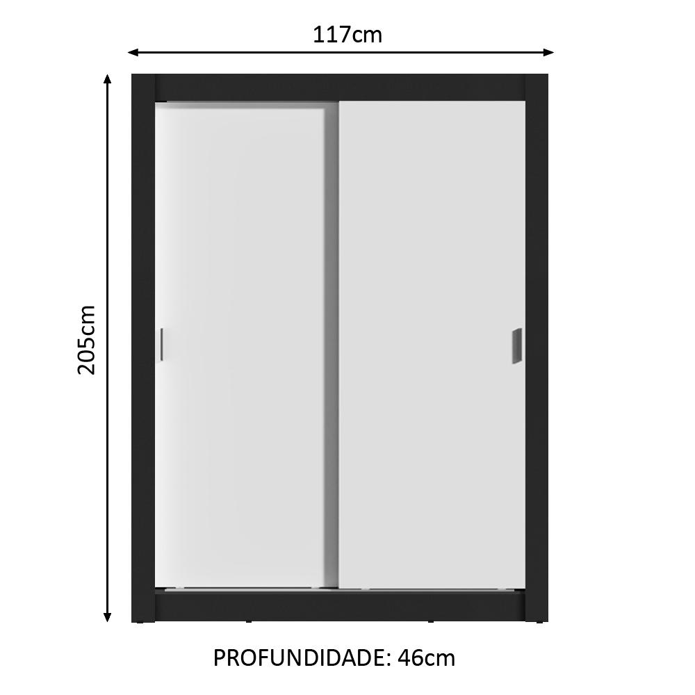 Guarda-Roupa Solteiro Madesa Dallas 2 Portas de Correr 2 Gavetas - Preto/Branco