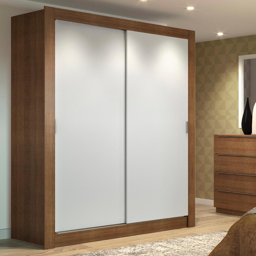 Guarda-Roupa Solteiro Madesa Dallas 2 Portas de Correr 2 Gavetas - Rustic/Branco