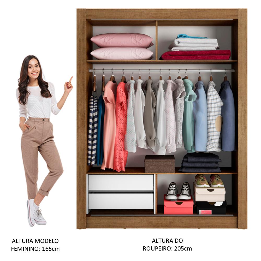 Guarda-Roupa Solteiro Madesa Dallas 2 Portas de Correr 2 Gavetas - Rustic/Branco