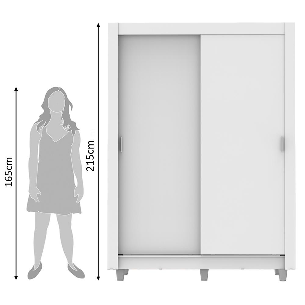 Guarda-Roupa Solteiro Madesa Dallas 2 Portas de Correr 2 Gavetas com Pés - Branco