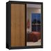 Guarda-Roupa Solteiro Madesa Dallas 2 Portas de Correr com Espelho 2 Gavetas - Preto/Rustic