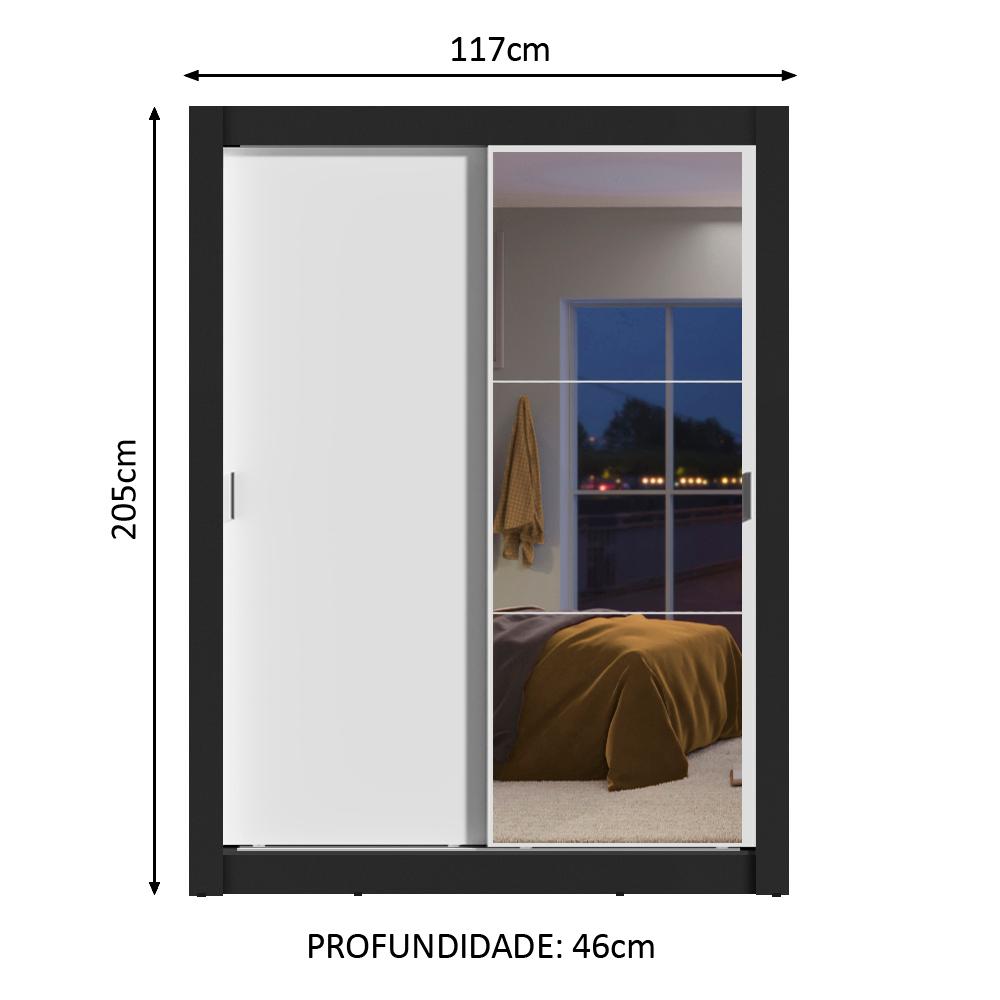 Guarda-Roupa Solteiro Madesa Dallas 2 Portas de Correr com Espelho 2 Gavetas