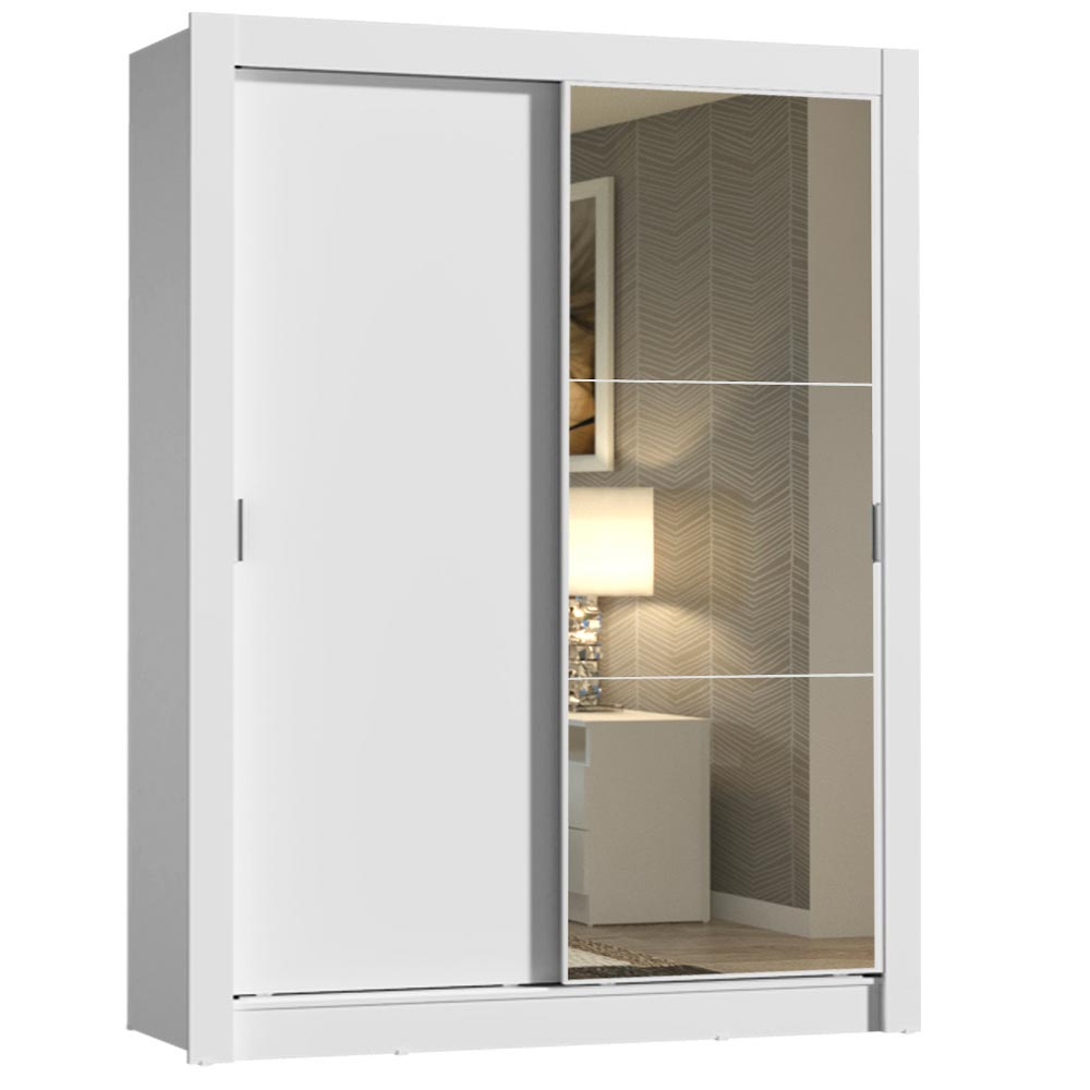 Guarda-Roupa Solteiro Madesa Dallas 2 Portas de Correr com Espelho 2 Gavetas