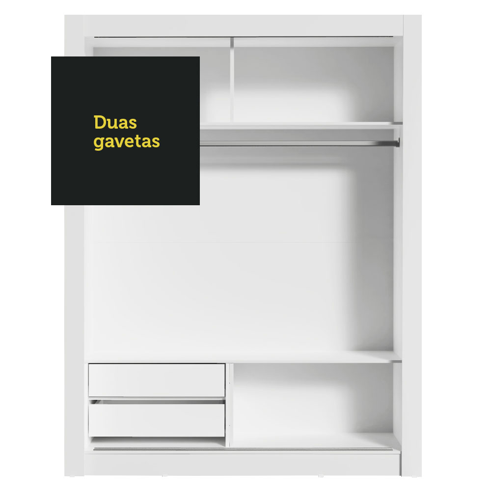 Guarda-Roupa Solteiro Madesa Dallas 2 Portas de Correr com Espelho 2 Gavetas