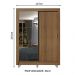 Guarda-Roupa Solteiro Madesa Dallas 2 Portas de Correr com Espelho 2 Gavetas com Pés - Rustic