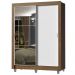 Guarda-Roupa Solteiro Madesa Dallas 2 Portas de Correr com Espelho 2 Gavetas com Pés - Rustic/Branco
