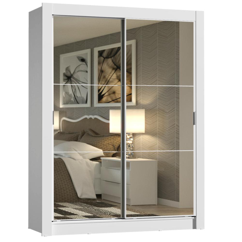 Guarda-Roupa Solteiro Madesa Dallas 2 Portas de Correr de Espelho 2 Gavetas