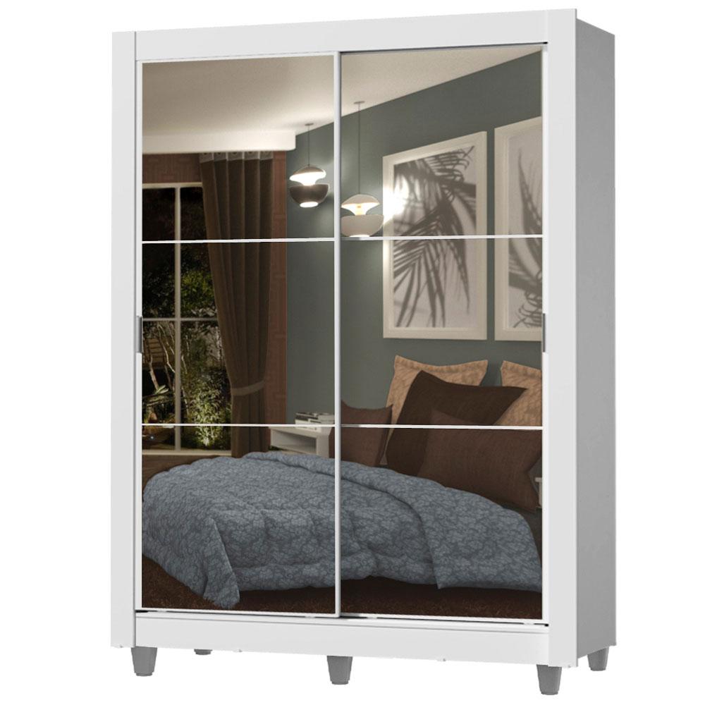 Guarda-Roupa Solteiro Madesa Dallas 2 Portas de Correr de Espelho 2 Gavetas com Pés