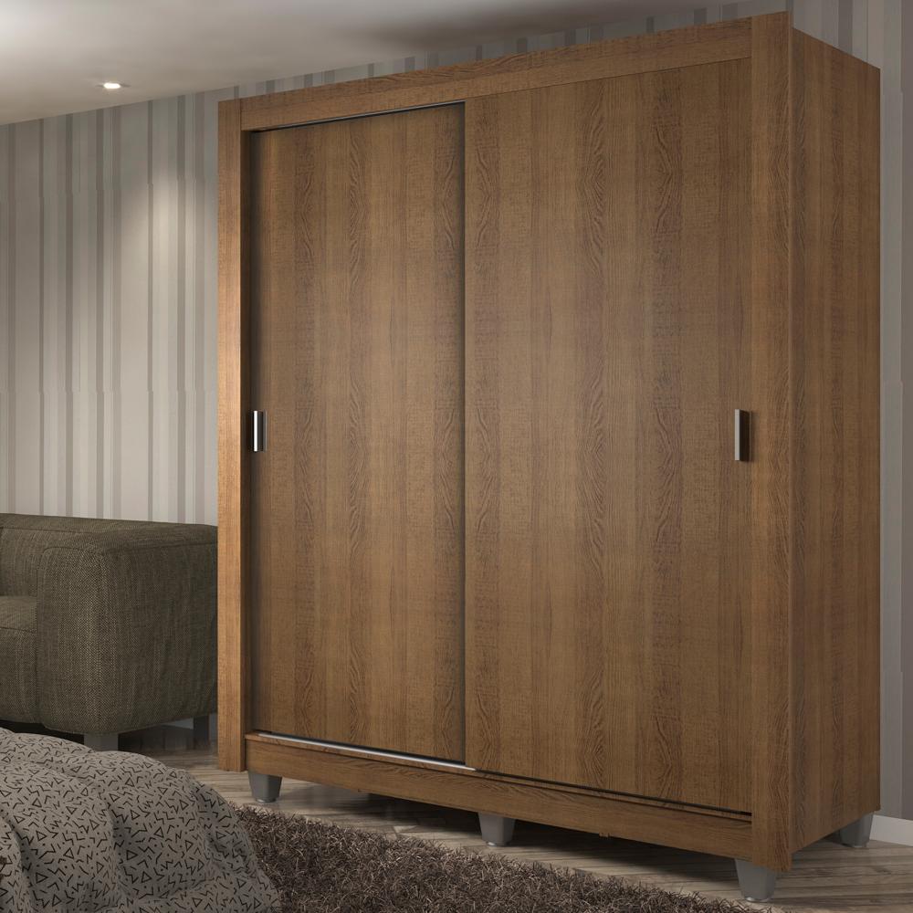 Guarda-Roupa Solteiro Madesa Dallas Plus 2 Portas de Correr 4 Gavetas com Pés - Rustic