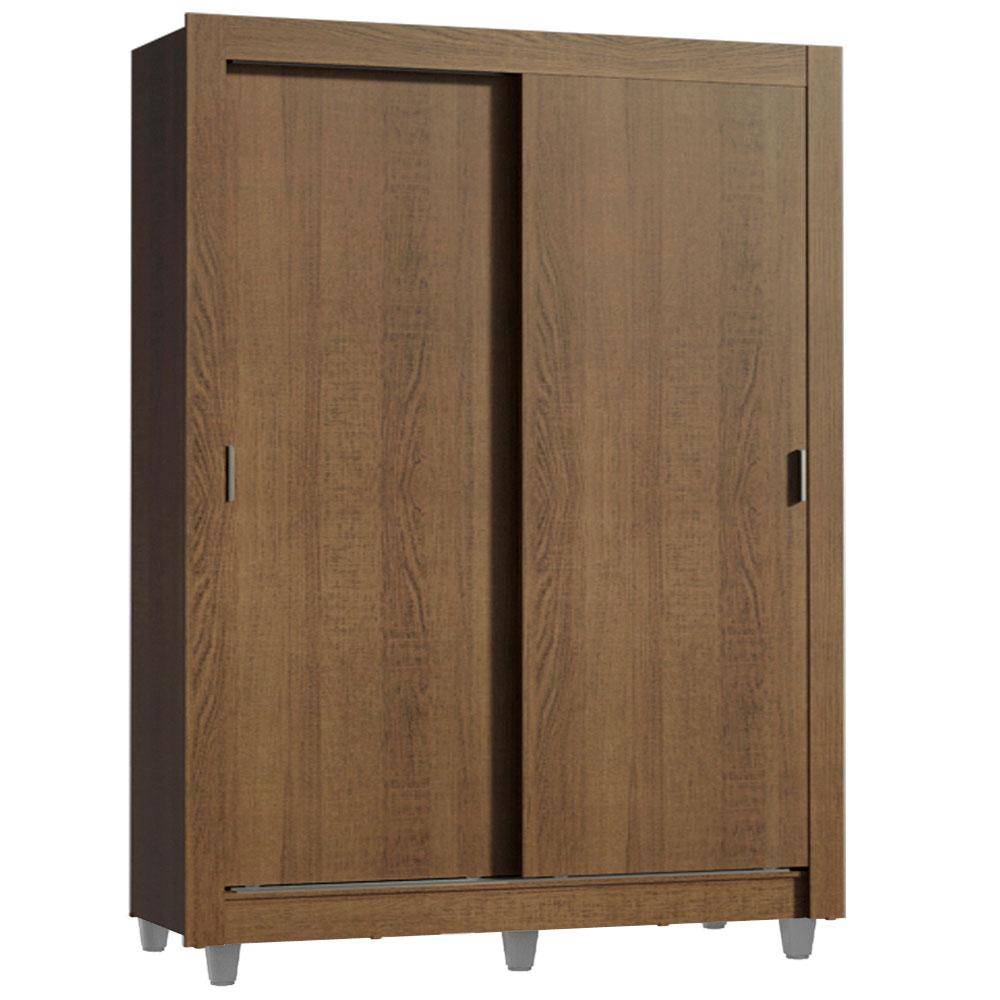 Guarda-Roupa Solteiro Madesa Dallas Plus 2 Portas de Correr 4 Gavetas com Pés - Rustic
