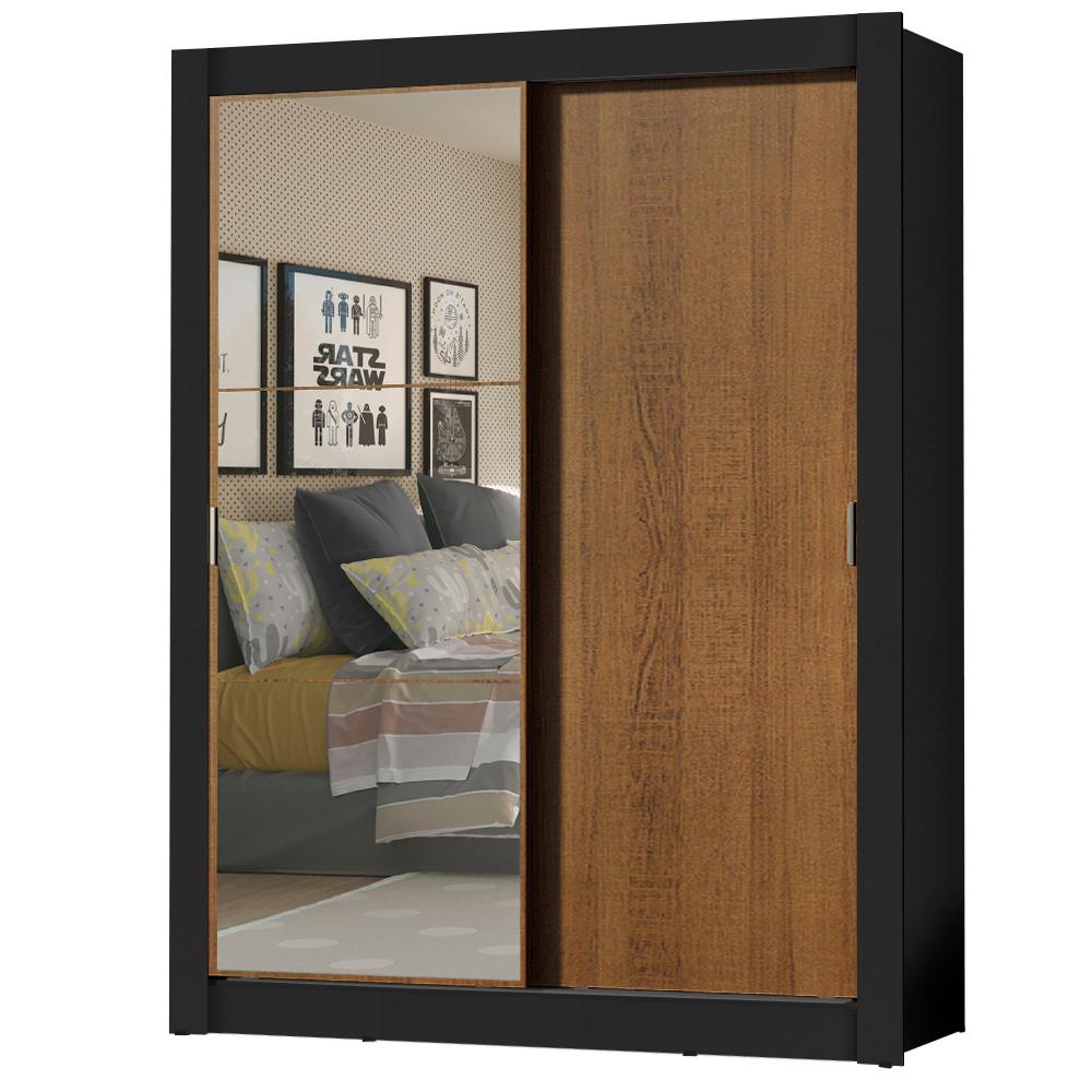 Guarda-Roupa Solteiro Madesa Dallas Plus 2 Portas de Correr com Espelho 4 Gavetas