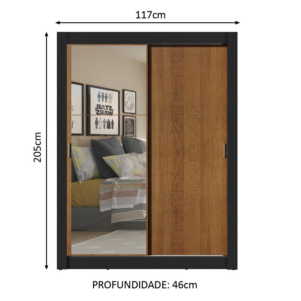 Guarda-Roupa Solteiro Madesa Dallas Plus 2 Portas de Correr com Espelho 4 Gavetas