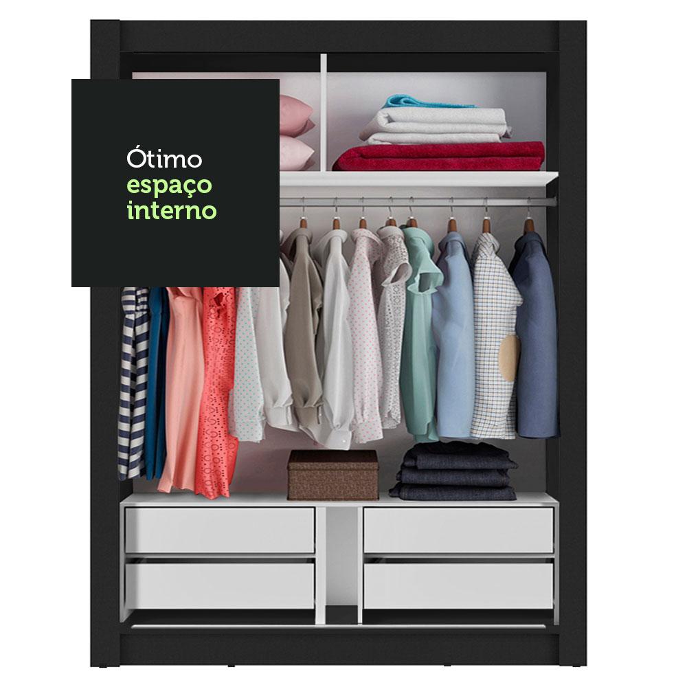 Guarda-Roupa Solteiro Madesa Dallas Plus 2 Portas de Correr com Espelho 4 Gavetas