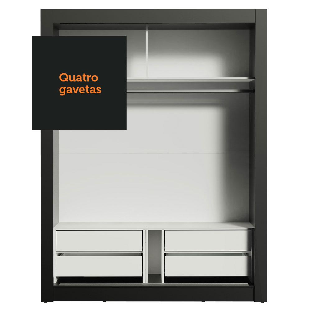 Guarda-Roupa Solteiro Madesa Dallas Plus 2 Portas de Correr com Espelho 4 Gavetas