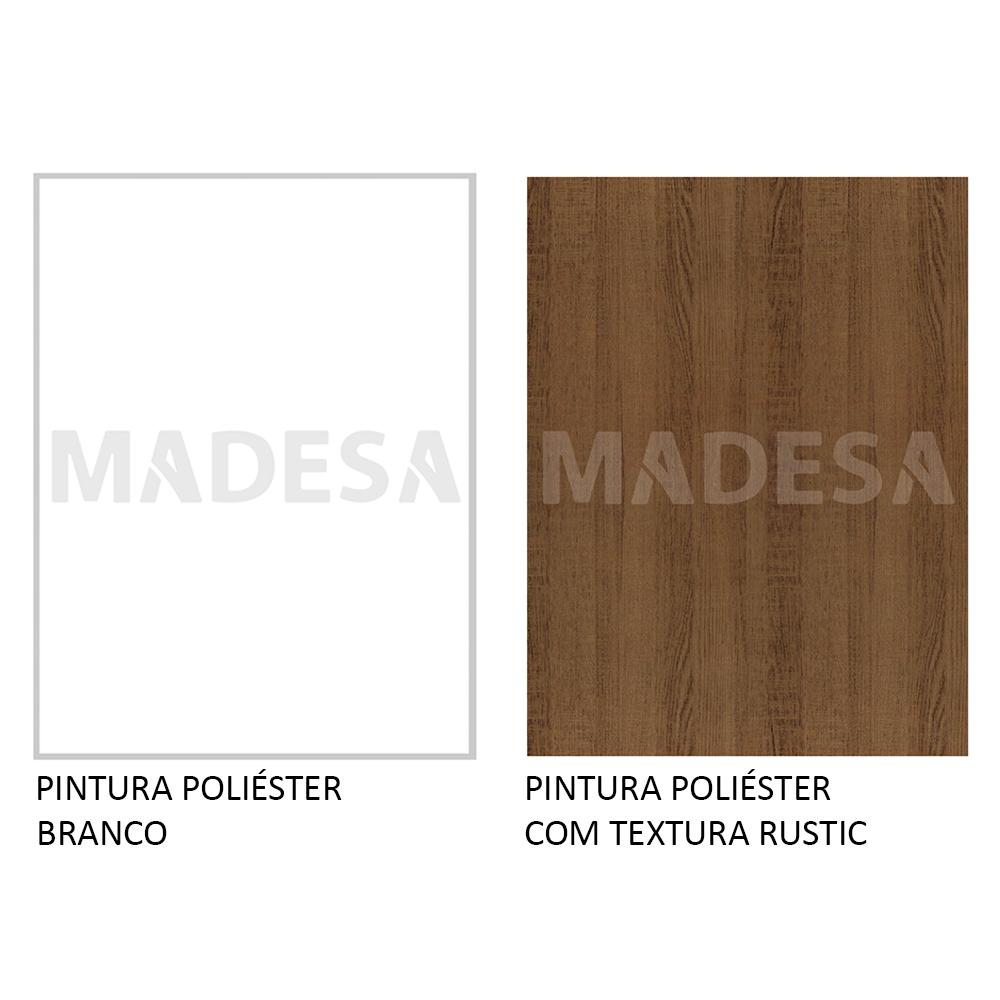 Guarda-Roupa Solteiro Madesa Dallas Plus 2 Portas de Correr com Espelho 4 Gavetas com Pés - Branco/Rustic