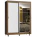 Guarda-Roupa Solteiro Madesa Dallas Plus 2 Portas de Correr com Espelho 4 Gavetas com Pés - Rustic/Branco