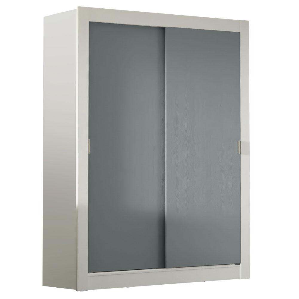 Guarda-Roupa Solteiro Madesa Denver 2 Portas de Correr - Branco/Cinza