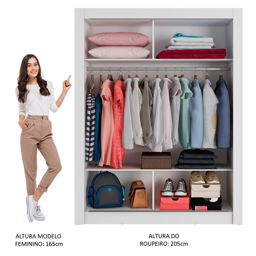 Guarda-Roupa Solteiro Madesa Denver 2 Portas de Correr - Branco/Rustic