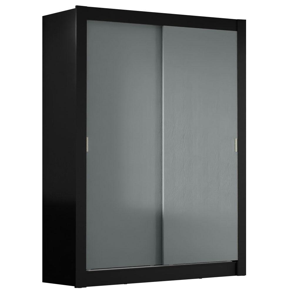 Guarda-Roupa Solteiro Madesa Denver 2 Portas de Correr - Preto/Cinza