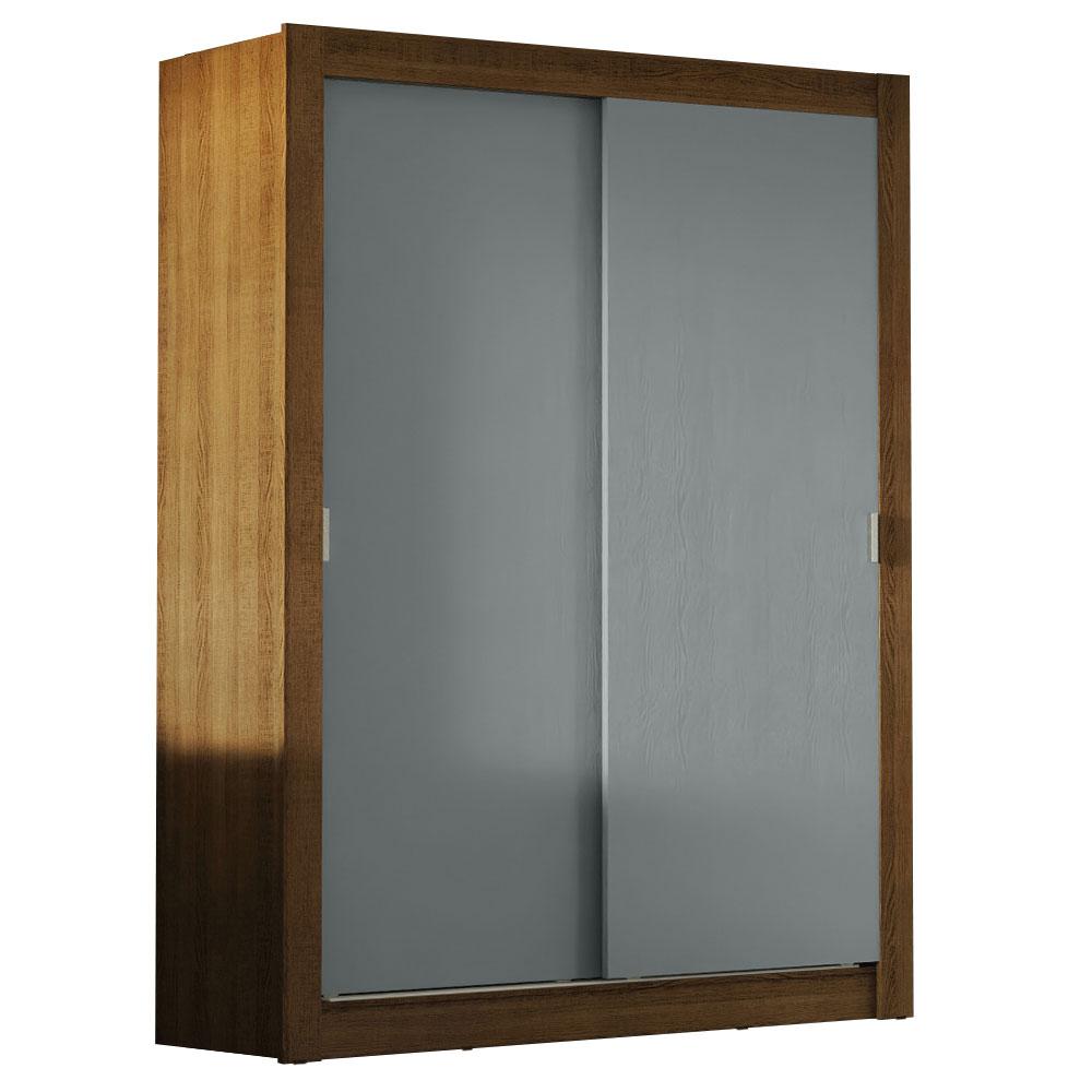 Guarda-Roupa Solteiro Madesa Denver 2 Portas de Correr - Rustic/Cinza