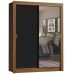 Guarda-Roupa Solteiro Madesa Denver 2 Portas de Correr com Espelho - Rustic/Preto