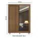 Guarda-Roupa Solteiro Madesa Denver 2 Portas de Correr com Espelho com Pés - Rustic