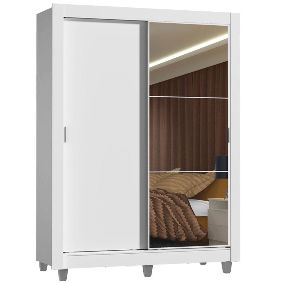 Guarda-Roupa Solteiro Madesa Denver 2 Portas de Correr com Espelho com Pés