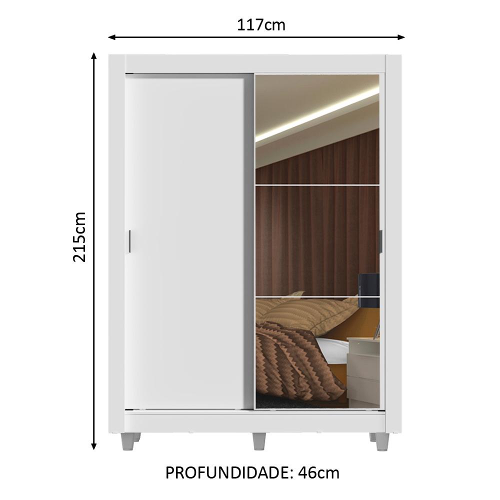 Guarda-Roupa Solteiro Madesa Denver 2 Portas de Correr com Espelho com Pés