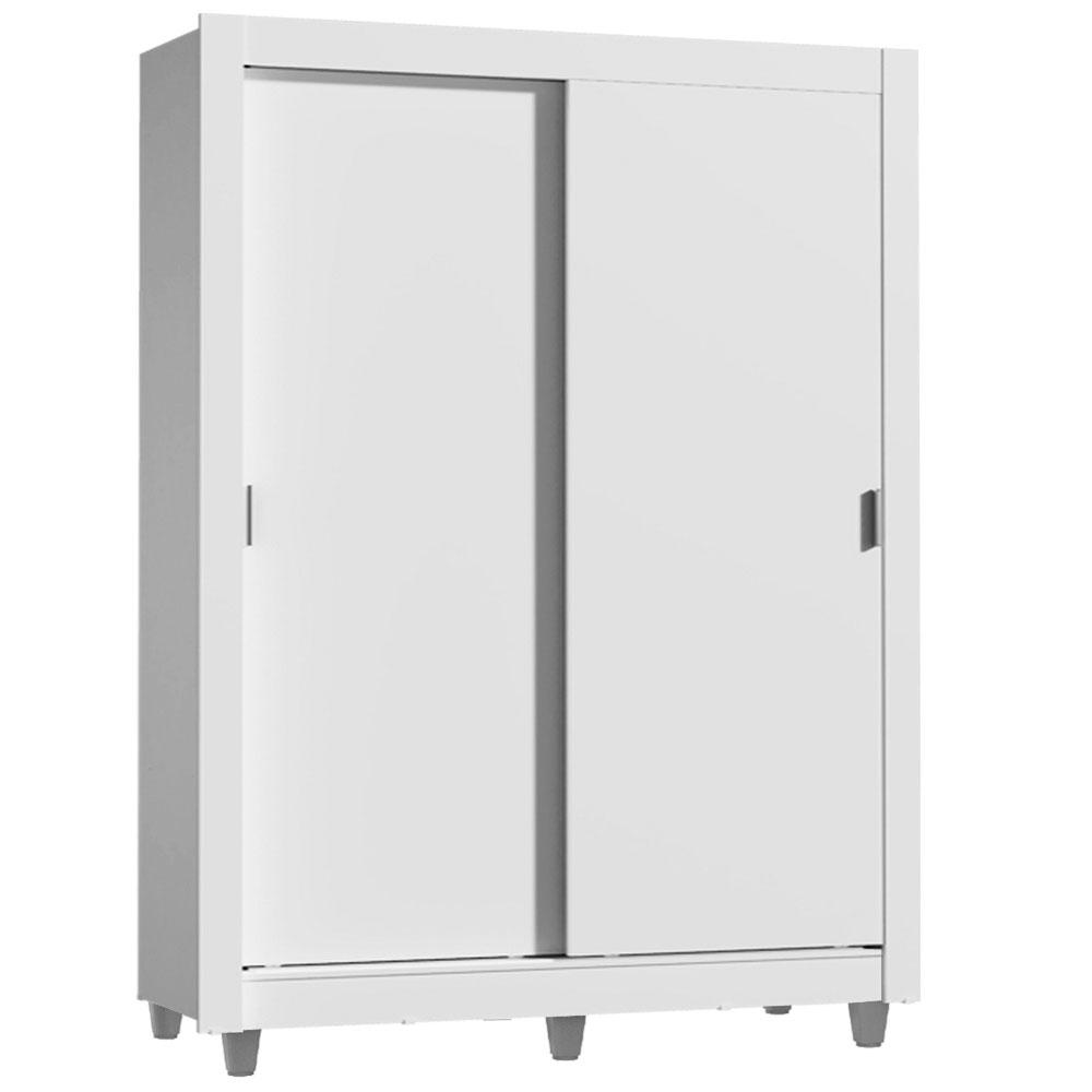 Guarda-Roupa Solteiro Madesa Denver 2 Portas de Correr com Pés - Branco