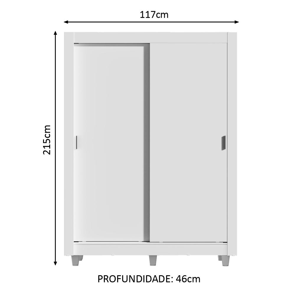 Guarda-Roupa Solteiro Madesa Denver 2 Portas de Correr com Pés - Branco