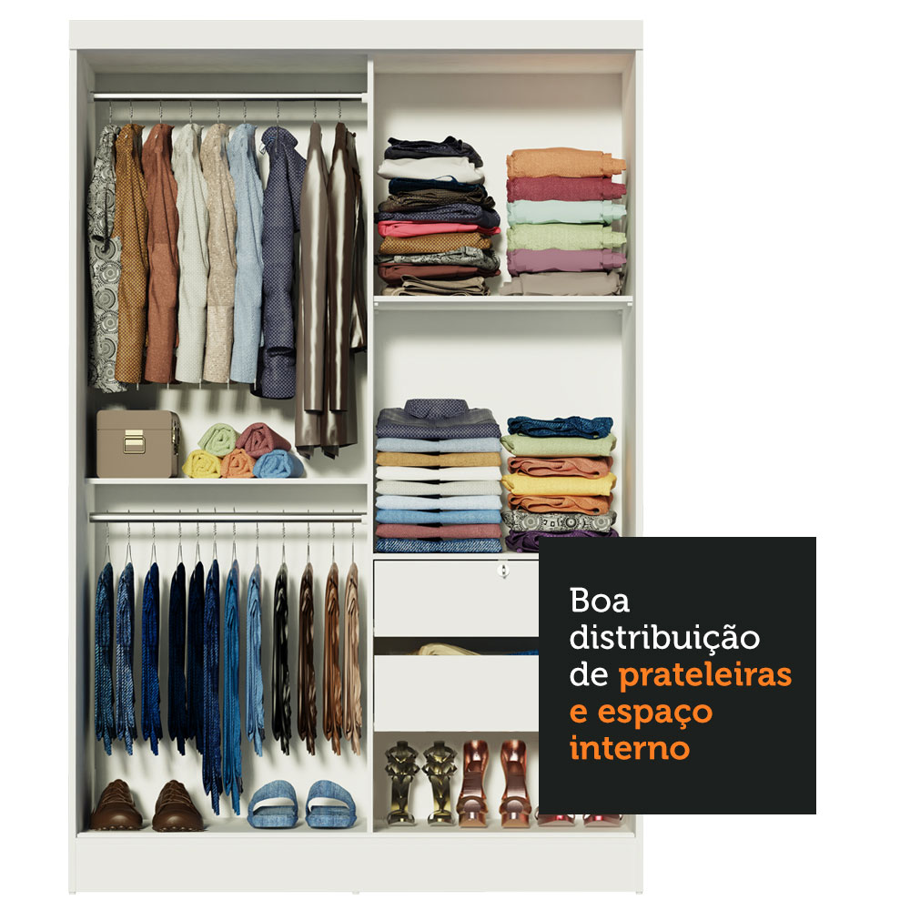 Guarda-Roupa Solteiro Madesa Luke 2 Portas de Correr com Espelho