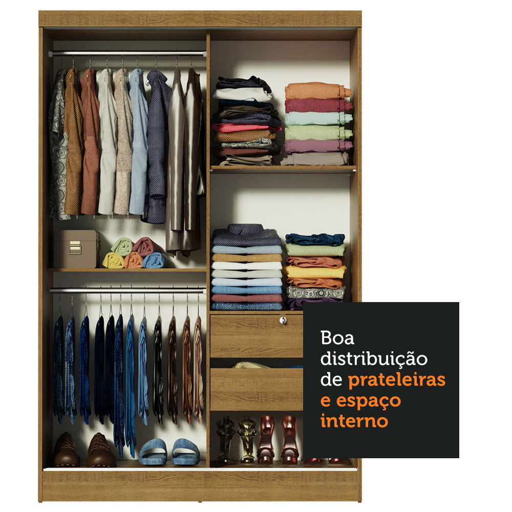 Guarda-Roupa Solteiro Madesa Luke 2 Portas de Correr com Espelho