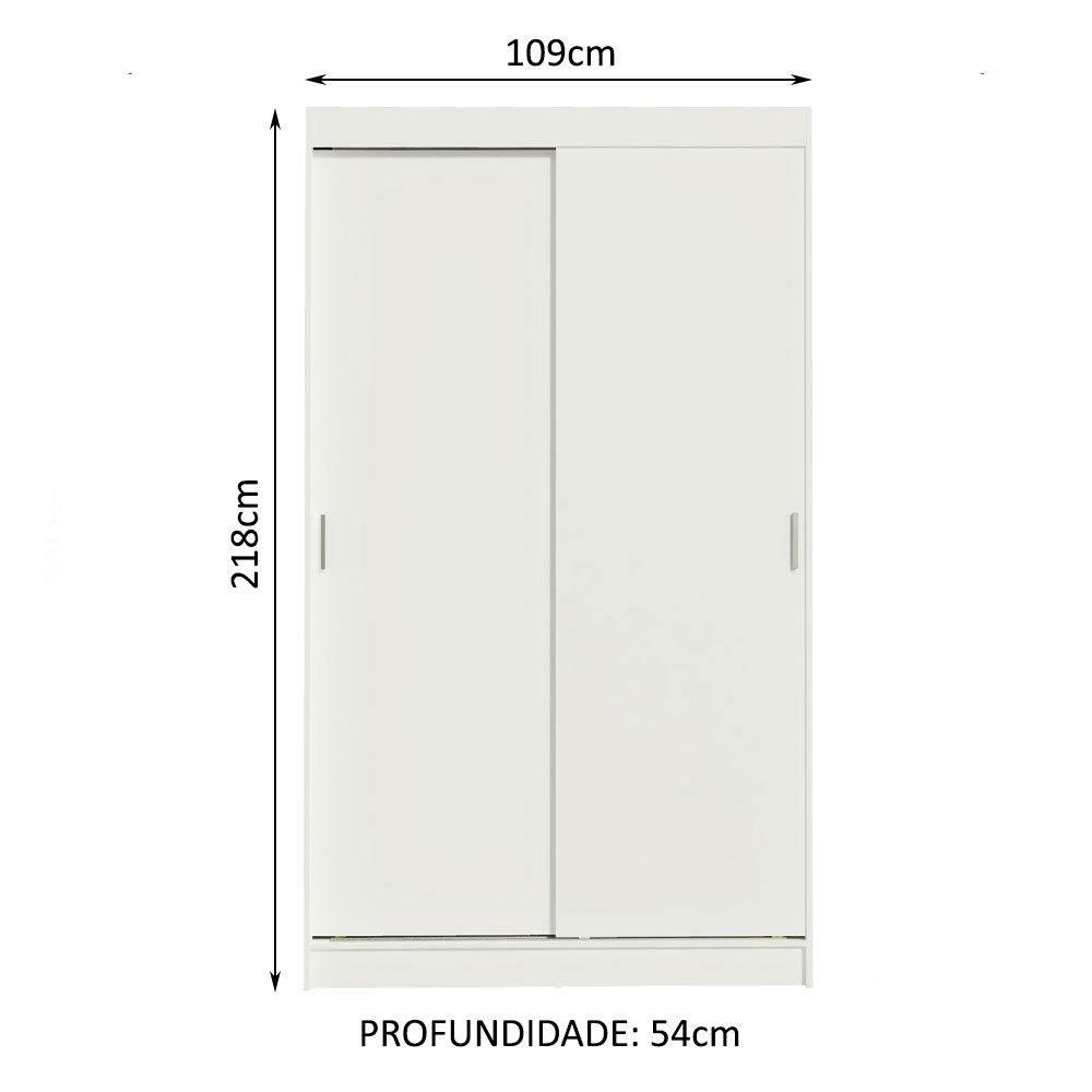 Guarda-Roupa Solteiro Madesa Tokio 2 Portas de Correr 2 Gavetas - Branco