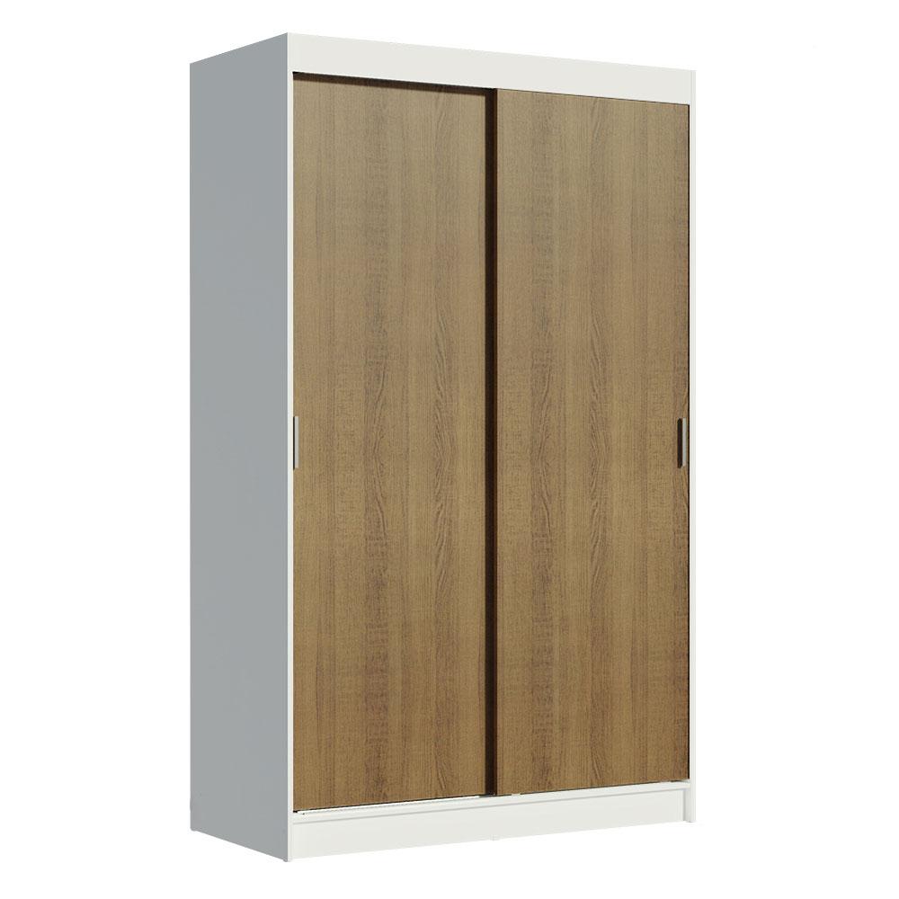 Guarda-Roupa Solteiro Madesa Tokio 2 Portas de Correr 2 Gavetas - Branco/Rustic
