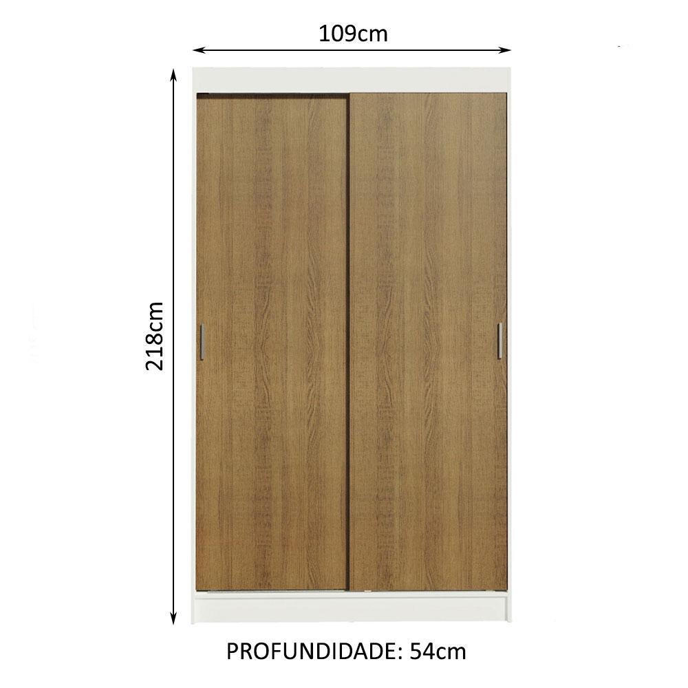 Guarda-Roupa Solteiro Madesa Tokio 2 Portas de Correr 2 Gavetas - Branco/Rustic