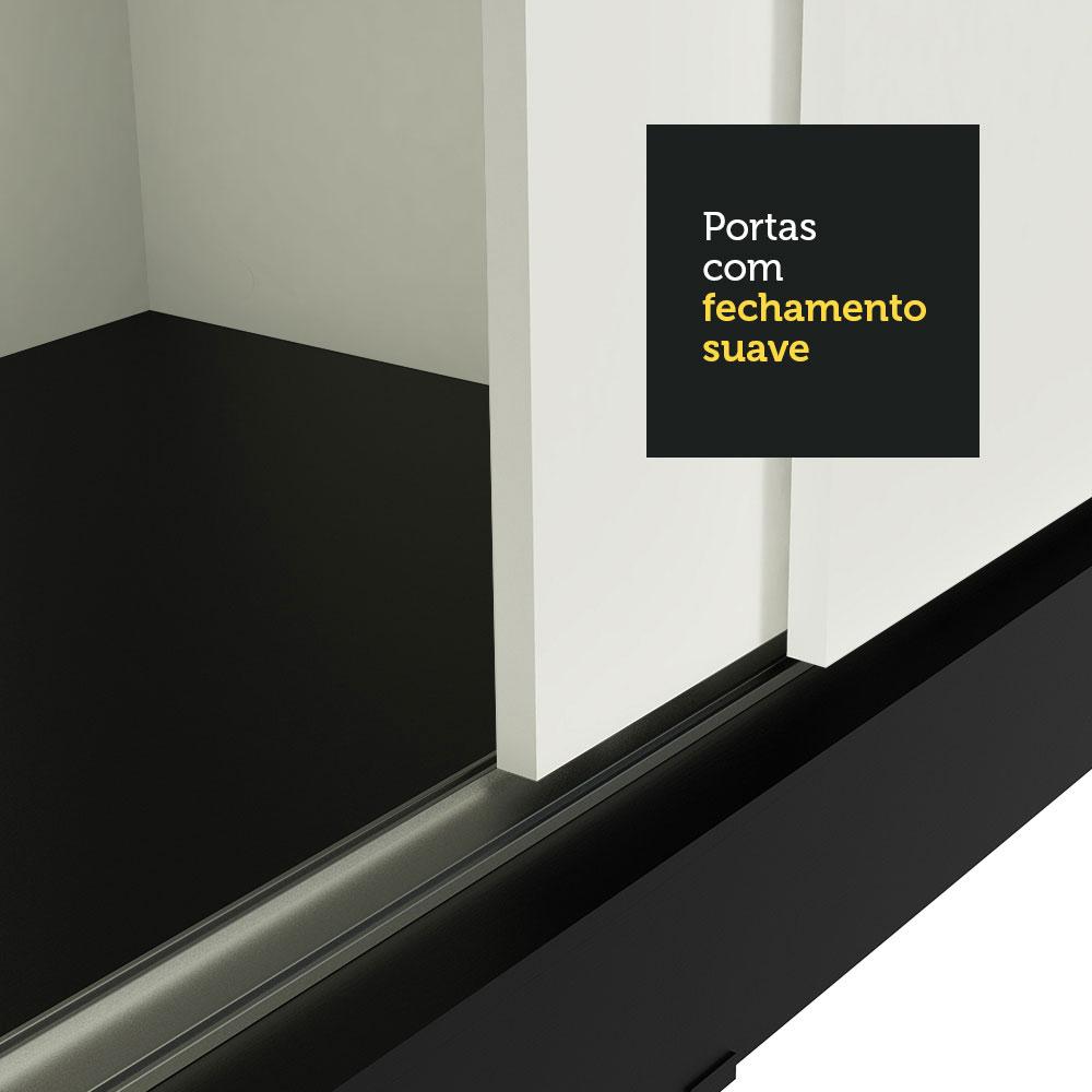 Guarda-Roupa Solteiro Madesa Tokio 2 Portas de Correr 2 Gavetas - Preto/Branco