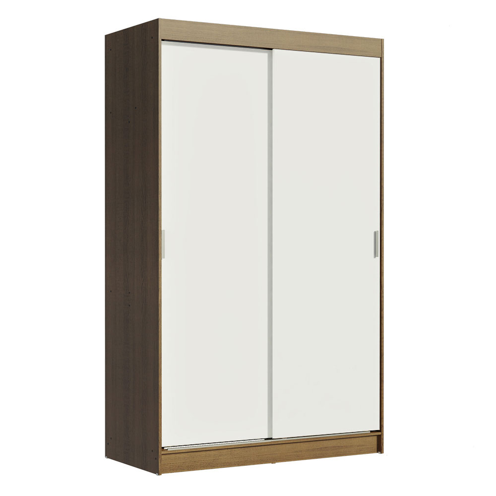 Guarda-Roupa Solteiro Madesa Tokio 2 Portas de Correr 2 Gavetas - Rustic/Branco