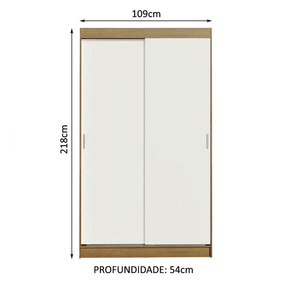 Guarda-Roupa Solteiro Madesa Tokio 2 Portas de Correr 2 Gavetas - Rustic/Branco