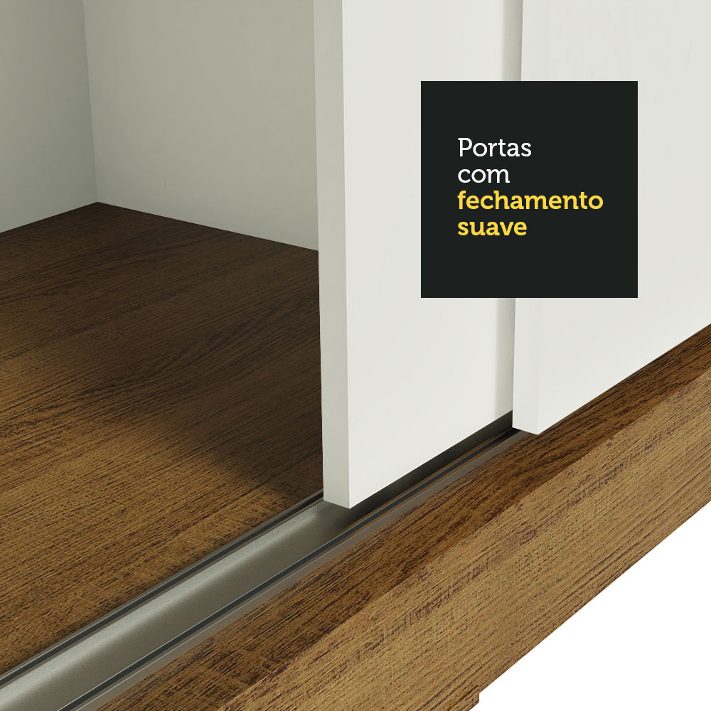 Guarda-Roupa Solteiro Madesa Tokio 2 Portas de Correr 2 Gavetas - Rustic/Branco