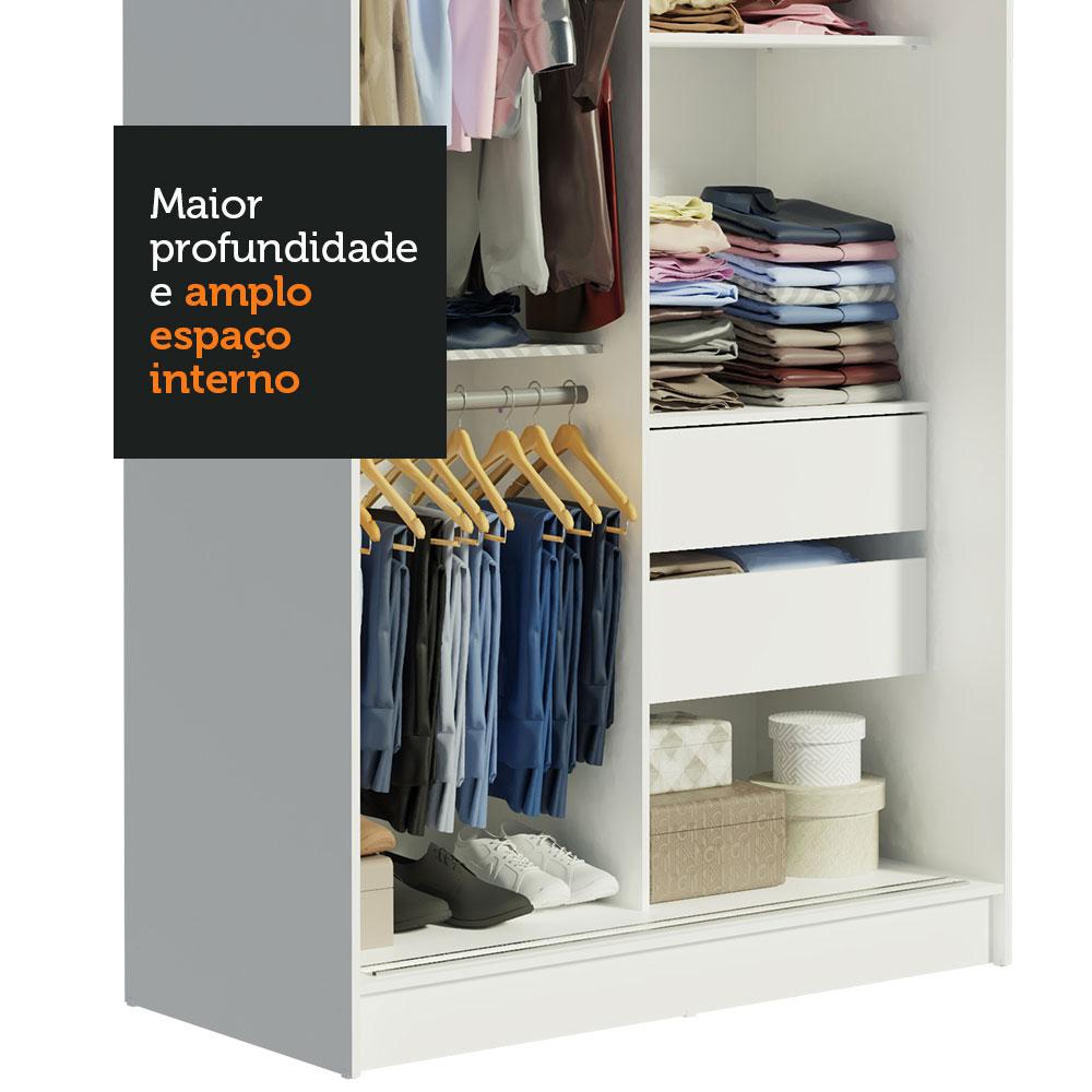 Guarda-Roupa Solteiro Madesa Tokio 2 Portas de Correr com Espelho 2 Gavetas - Branco/Preto