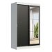 Guarda-Roupa Solteiro Madesa Tokio 2 Portas de Correr com Espelho 2 Gavetas - Branco/Preto