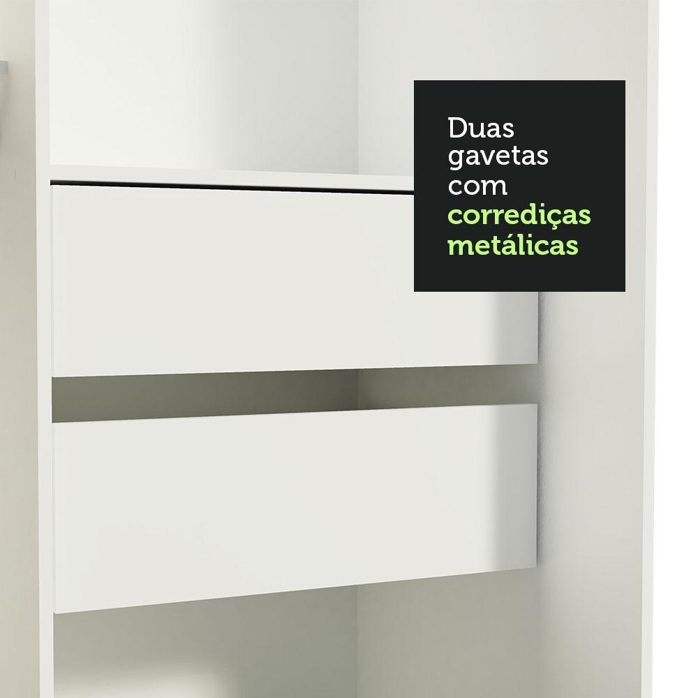 Guarda-Roupa Solteiro Madesa Tokio 2 Portas de Correr com Espelho 2 Gavetas - Branco/Preto