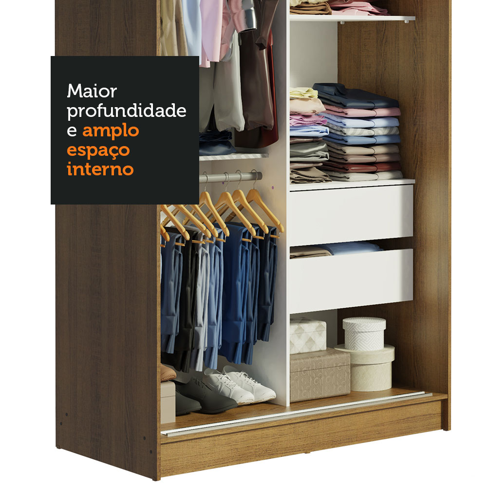 Guarda-Roupa Solteiro Madesa Tokio 2 Portas de Correr com Espelho 2 Gavetas - Rustic/Preto