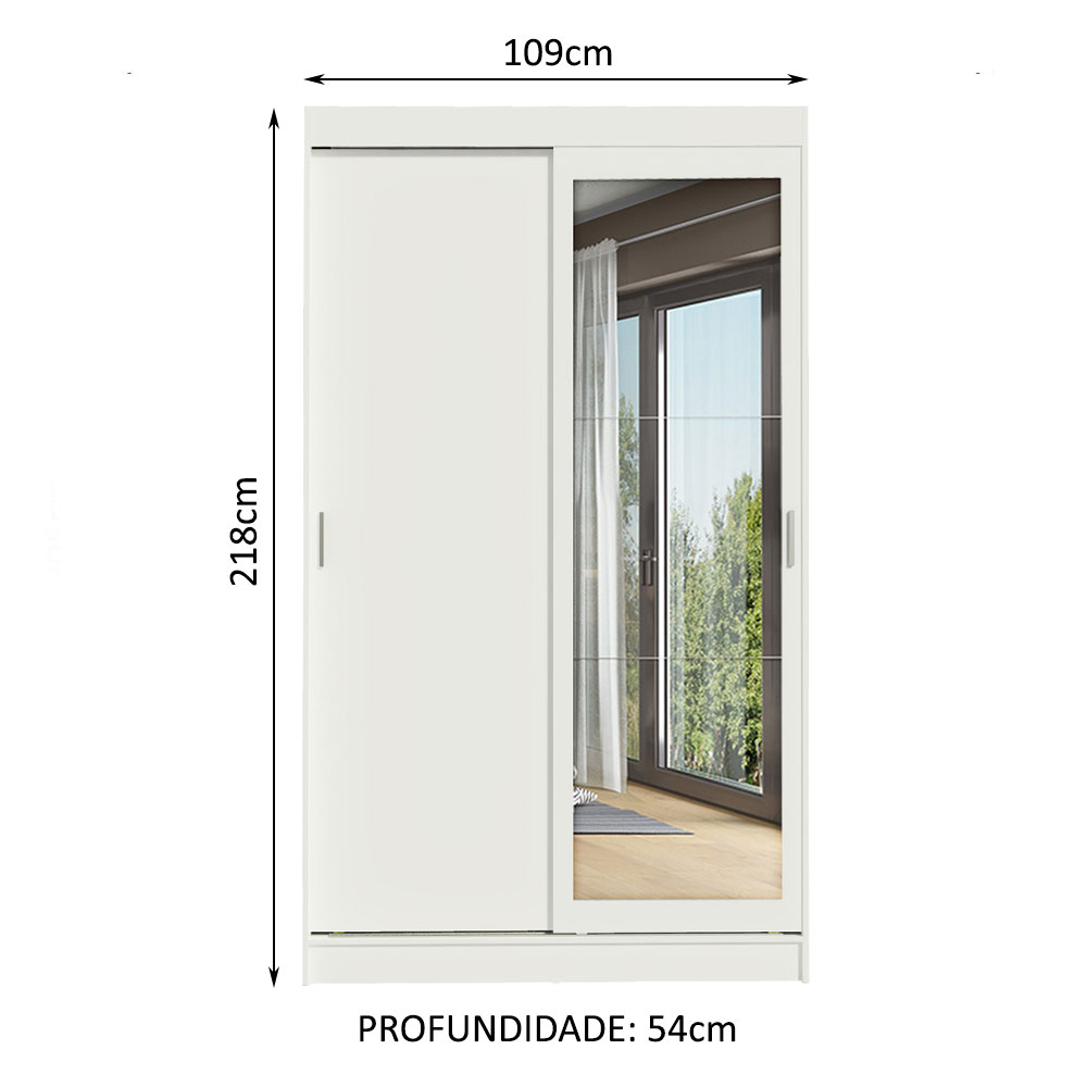 Guarda-Roupa Solteiro Madesa Tokio 2 Portas de Correr com Espelho 2 Gavetas