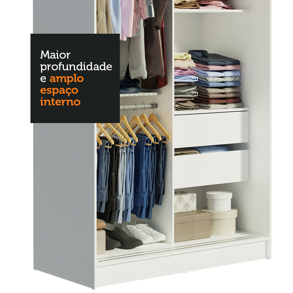 Guarda-Roupa Solteiro Madesa Tokio 2 Portas de Correr com Espelho 2 Gavetas