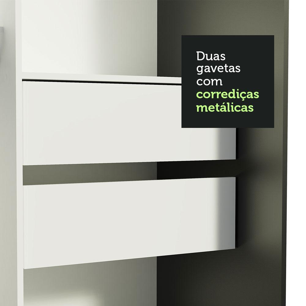 Guarda-Roupa Solteiro Madesa Tokio 2 Portas de Correr de Espelho 2 Gavetas - Preto/Branco