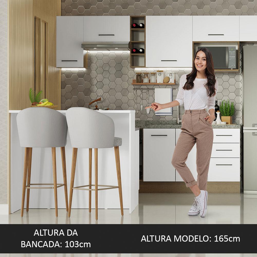 Ilha de Cozinha com Bancada e Balcão 120 cm Branco Agata Madesa